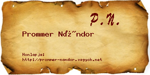 Prommer Nándor névjegykártya